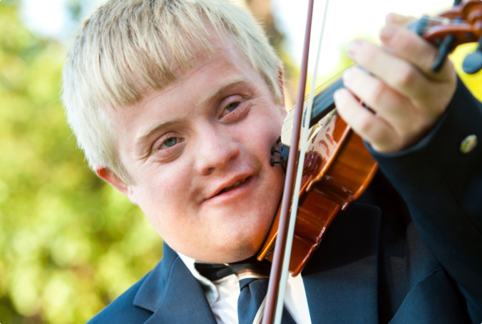 special child playing violin